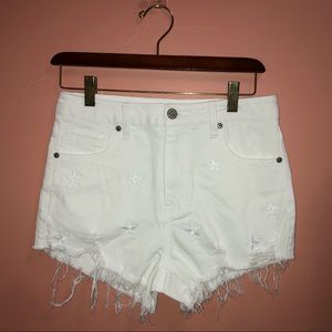 White eunina distressed shorts star pattern